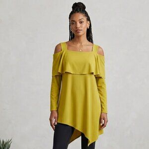 Lime Yellow Women's Cold Shoulder Tunic